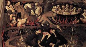 Ancient painting of Devil and Hell